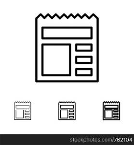 Document, Basic, Ui, Bank Bold and thin black line icon set
