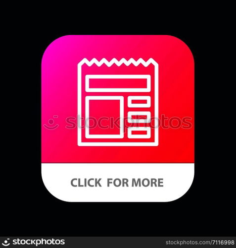 Document, Basic, Ui, Bank Mobile App Button. Android and IOS Line Version