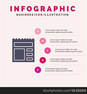 Document, Basic, Ui, Bank Solid Icon Infographics 5 Steps Presentation Background