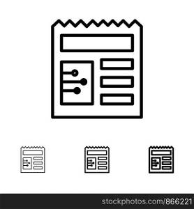 Document, Basic, Ui Bold and thin black line icon set