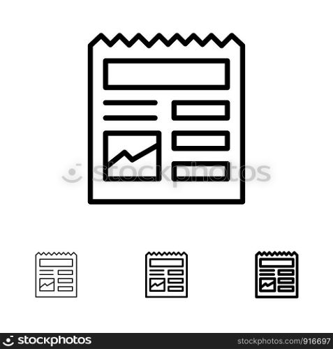 Document, Basic, Ui, Picture Bold and thin black line icon set