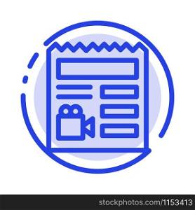 Document, Basic, Video, Camera Blue Dotted Line Line Icon