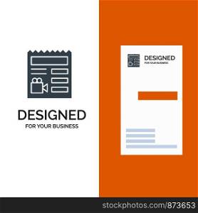 Document, Basic, Video, Camera Grey Logo Design and Business Card Template