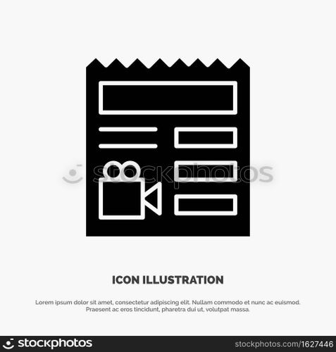 Document, Basic, Video, Camera solid Glyph Icon vector