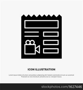 Document, Basic, Video, Camera solid Glyph Icon vector