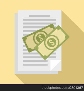 Document bribery money icon. Flat illustration of document bribery money vector icon for web design. Document bribery money icon, flat style