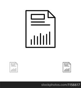 Document, Business, Chart, Finance, Graph, Paper, Statistics Bold and thin black line icon set