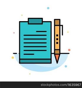 Document, Business, Clipboard, File, Page, Planning, Sheet Abstract Flat Color Icon Template
