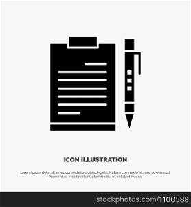 Document, Business, Clipboard, File, Page, Planning, Sheet solid Glyph Icon vector