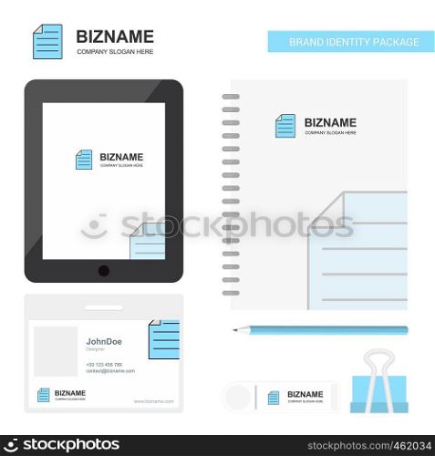 Document Business Logo, Tab App, Diary PVC Employee Card and USB Brand Stationary Package Design Vector Template