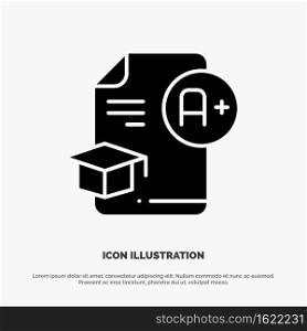 Document, Cap, Education, Graduation, A  solid Glyph Icon vector