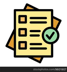 Document check icon outline vector. Form paper. Job report color flat. Document check icon vector flat