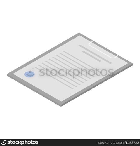 Document clipboard icon. Isometric of document clipboard vector icon for web design isolated on white background. Document clipboard icon, isometric style