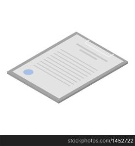 Document clipboard icon. Isometric of document clipboard vector icon for web design isolated on white background. Document clipboard icon, isometric style