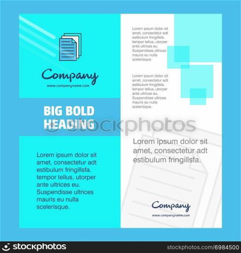 Document Company Brochure Title Page Design. Company profile, annual report, presentations, leaflet Vector Background