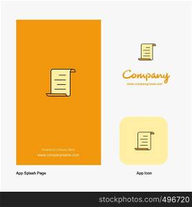 Document Company Logo App Icon and Splash Page Design. Creative Business App Design Elements
