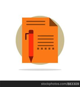 Document, Edit, Page, Paper, Pencil, Write Abstract Circle Background Flat color Icon