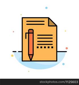 Document, Edit, Page, Paper, Pencil, Write Abstract Flat Color Icon Template