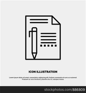 Document, Edit, Page, Paper, Pencil, Write Line Icon Vector