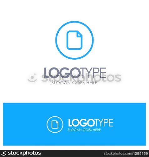 Document, File, Basic, Ui Blue outLine Logo with place for tagline