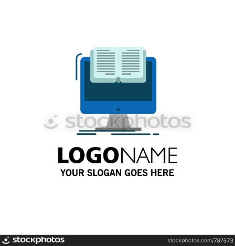 Document, File, Computer, Cv, Book Business Logo Template. Flat Color