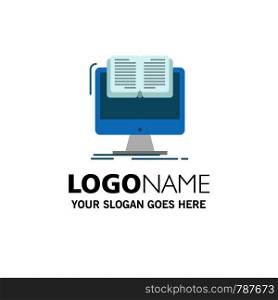 Document, File, Computer, Cv, Book Business Logo Template. Flat Color