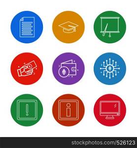 document , file , convocation cap , board , chart , monitor , ic, wallet , money , exclimination ,icon, vector, design, flat, collection, style, creative, icons