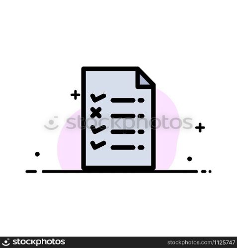 Document, File, Education Business Flat Line Filled Icon Vector Banner Template