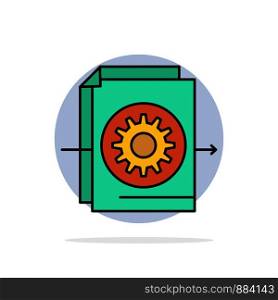 Document, File, Gear, Settings Abstract Circle Background Flat color Icon