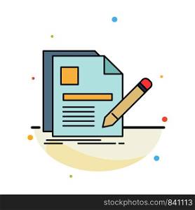 document, file, page, pen, Resume Flat Color Icon Vector