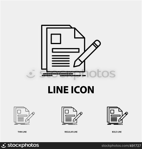 document, file, page, pen, Resume Icon in Thin, Regular and Bold Line Style. Vector illustration. Vector EPS10 Abstract Template background