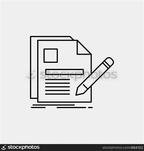 document, file, page, pen, Resume Line Icon. Vector isolated illustration. Vector EPS10 Abstract Template background