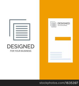 Document, File, User, Interface Grey Logo Design and Business Card Template