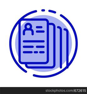 Document, Find, Job, Search Blue Dotted Line Line Icon