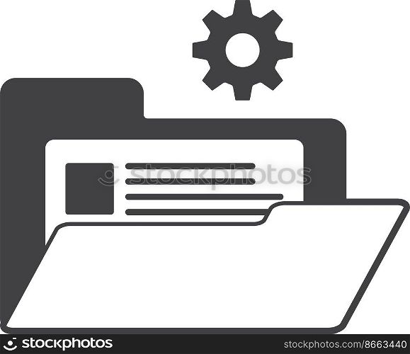 Document folder and cogs illustration in minimal style isolated on background