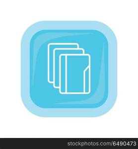 Document Folder Icon. Document folder square icon. Business design element. White and blue icon in line design. Design element, sign, symbol. Isolated object on blue background. Vector illustration