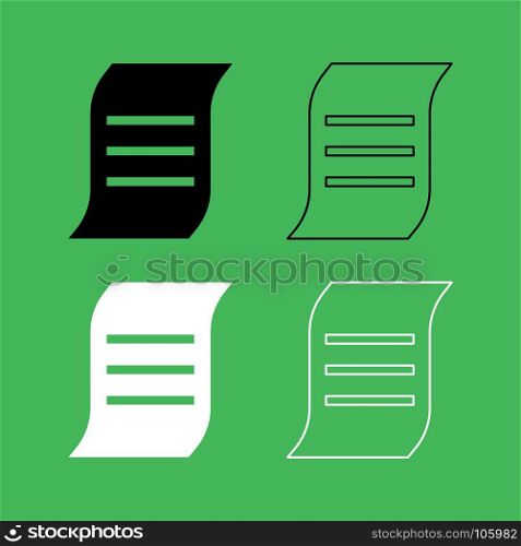 Document icon Black and white color set . Document icon . Black and white color set .