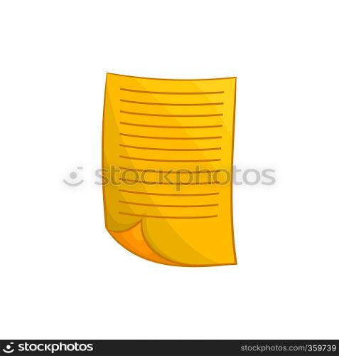 Document icon in cartoon style isolated on white background. Paper symbol. Document icon, cartoon style