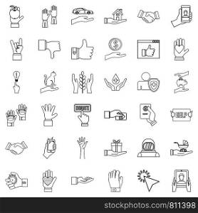 Document icons set. Outline style of 36 document vector icons for web isolated on white background. Document icons set, outline style