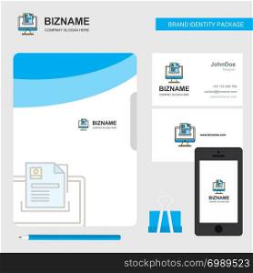 Document in computer Business Logo, File Cover Visiting Card and Mobile App Design. Vector Illustration