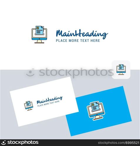 Document in computer vector logotype with business card template. Elegant corporate identity. - Vector
