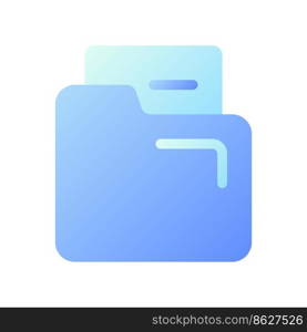 Document in folder pixel perfect flat gradient two-color ui icon. Digitization of paperwork. Simple filled pictogram. GUI, UX design for mobile application. Vector isolated RGB illustration. Document in folder pixel perfect flat gradient two-color ui icon