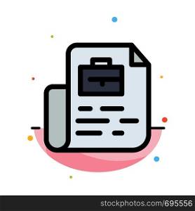 Document, Job, File, Bag Abstract Flat Color Icon Template