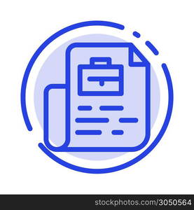 Document, Job, File, Bag Blue Dotted Line Line Icon