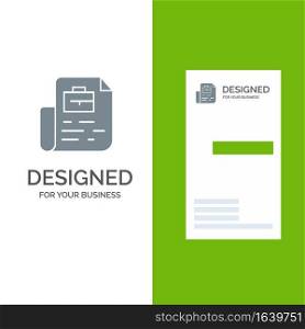 Document, Job, File, Bag Grey Logo Design and Business Card Template