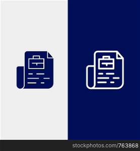 Document, Job, File, Bag Line and Glyph Solid icon Blue banner Line and Glyph Solid icon Blue banner