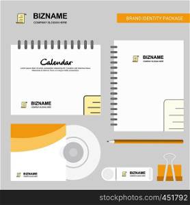 Document Logo, Calendar Template, CD Cover, Diary and USB Brand Stationary Package Design Vector Template