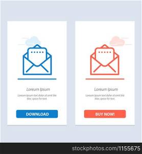 Document, Mail Blue and Red Download and Buy Now web Widget Card Template