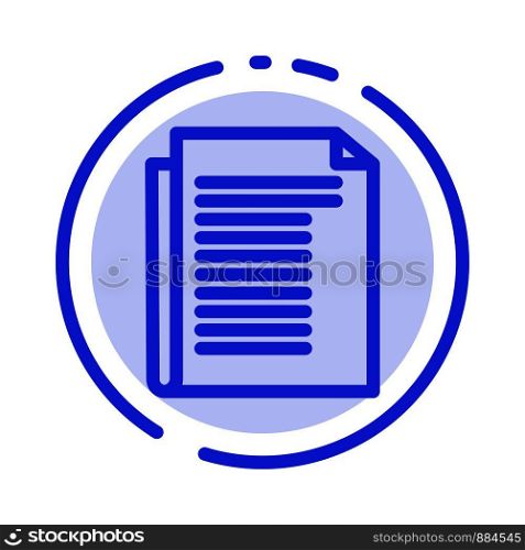 Document, Note, Report, Paper Blue Dotted Line Line Icon