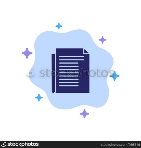 Document, Note, Report, Paper Blue Icon on Abstract Cloud Background